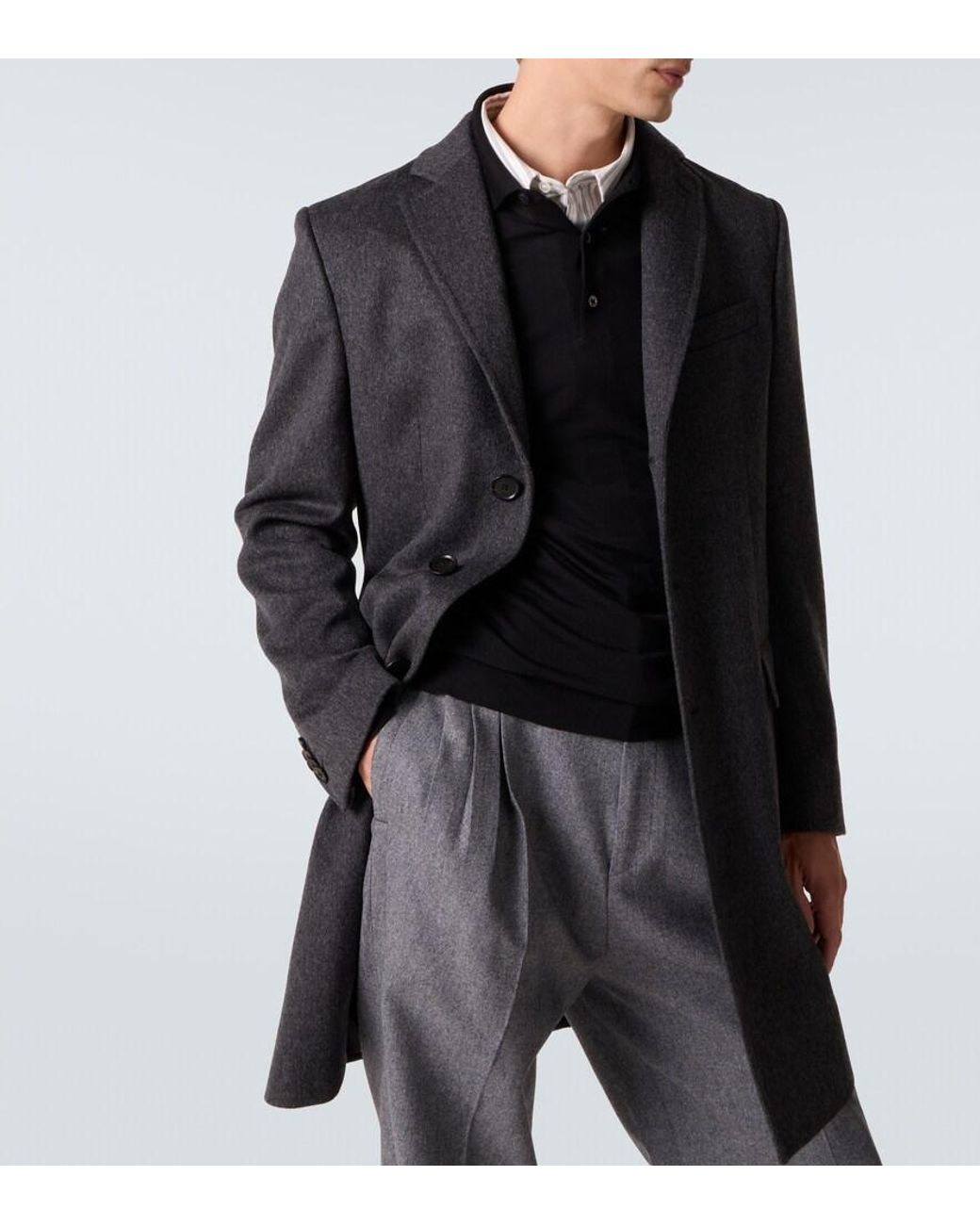 Zegna Black Wool And Cashmere-Blend Coat for men