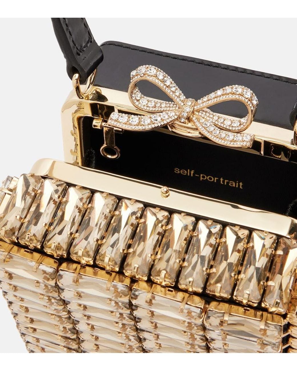 Self-Portrait Metallic Micro Crystal-Embellished Box Bag