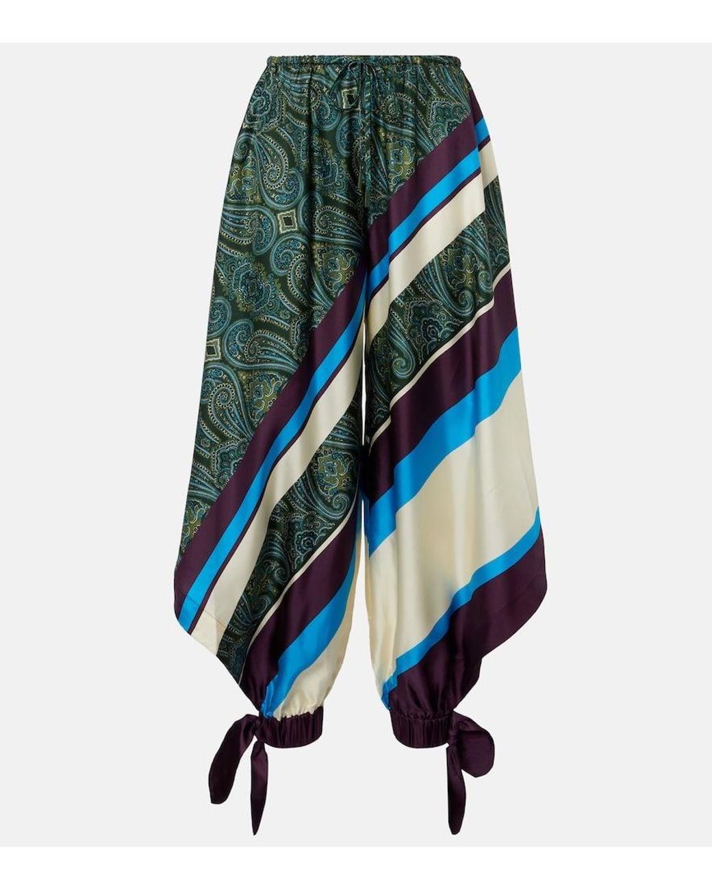 ALÉMAIS Blue Joni Printed Silk Twill Balloon Pants