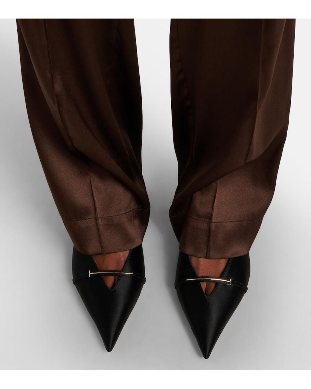 Tom Ford Black T Icon 55 Satin Slingback Pumps