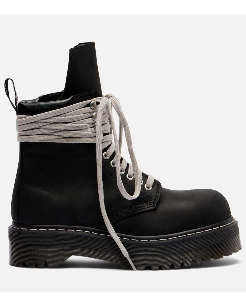 Rick Owens Black X Dr. Martens Drkshdw Quad Platform Leather Boots