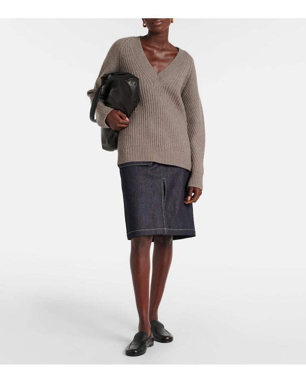 Co. Gray Ribbed-Knit Wool And Cashmere Sweater