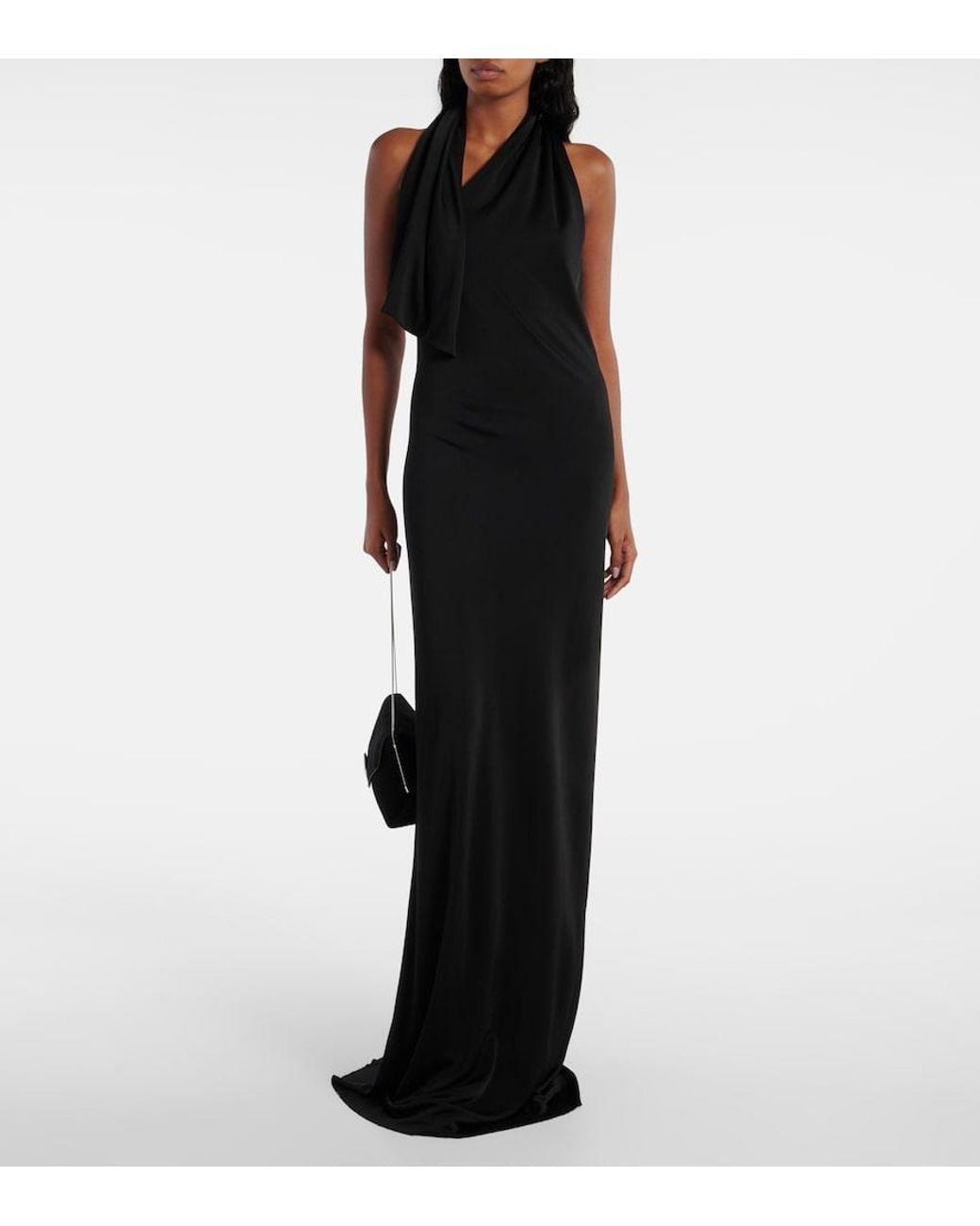 Khaite Black Roza Draped Jersey Gown