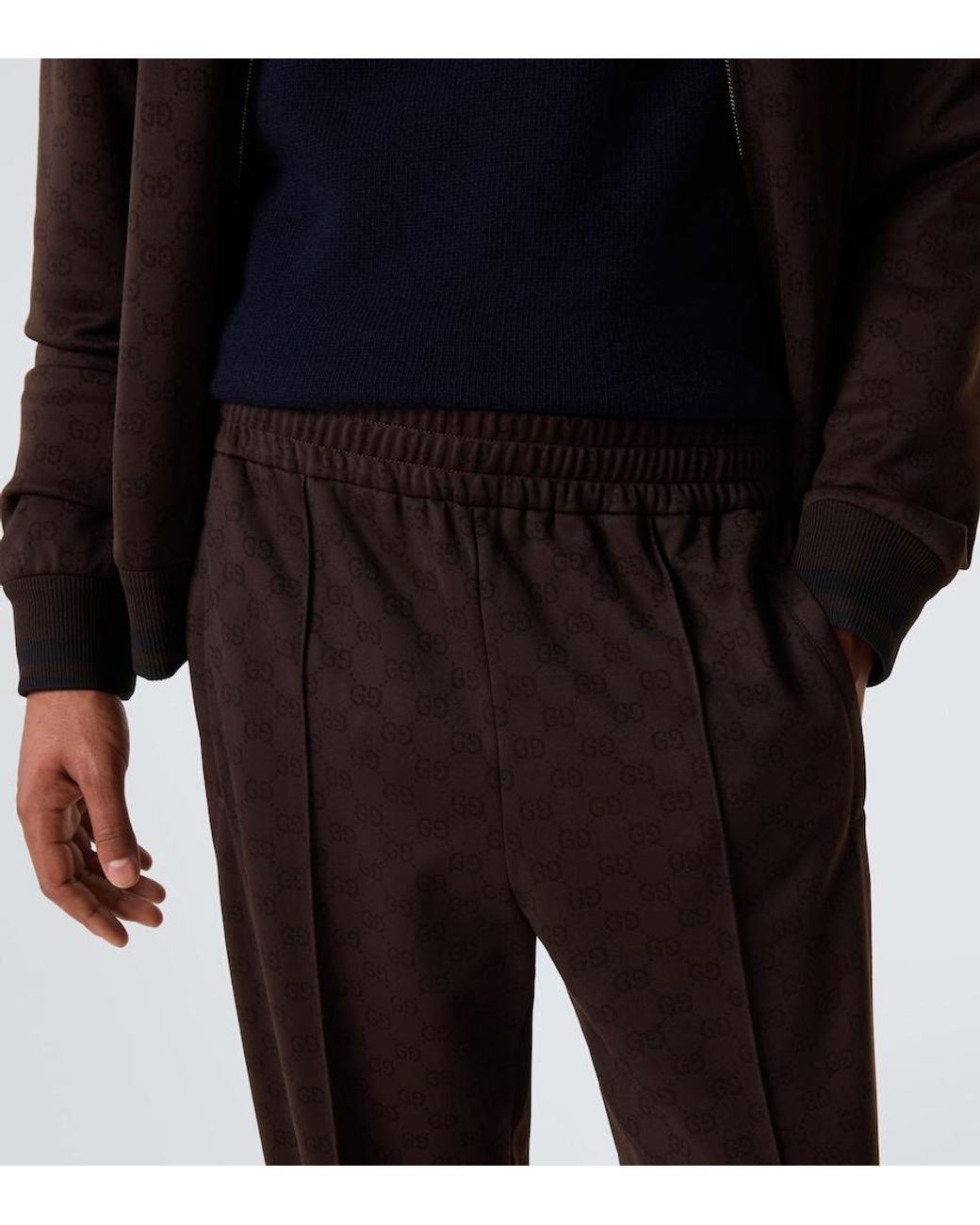 Gucci Brown Gg Jacquard Track Pants for men