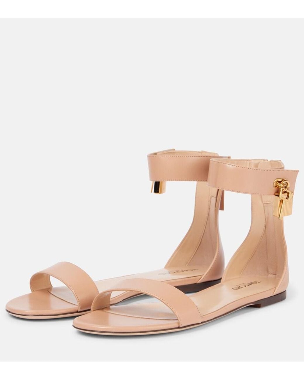 Tom Ford Natural Padlock Leather Sandals