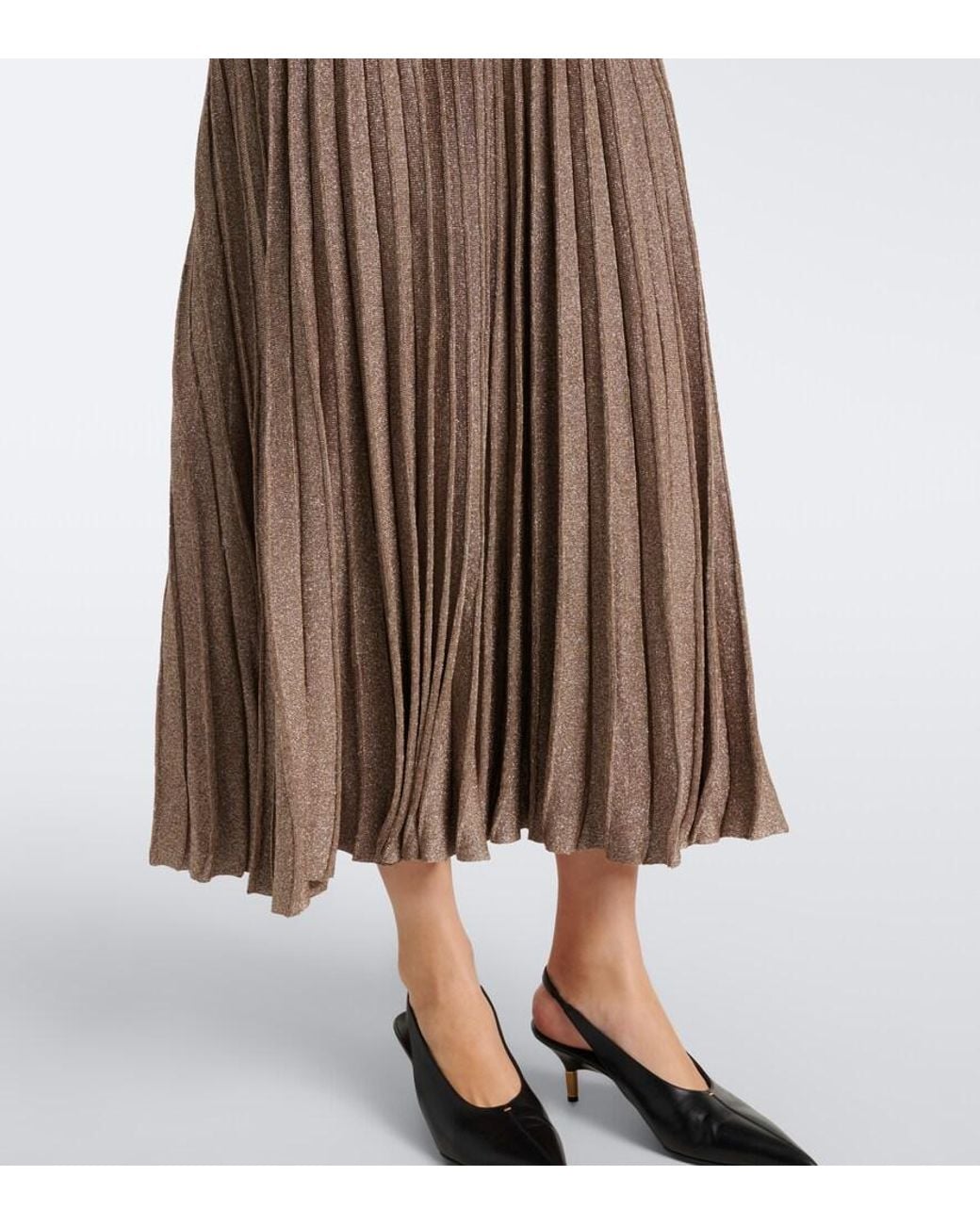 Altuzarra Brown Selvin Knitted Lame Pleated Midi Dress