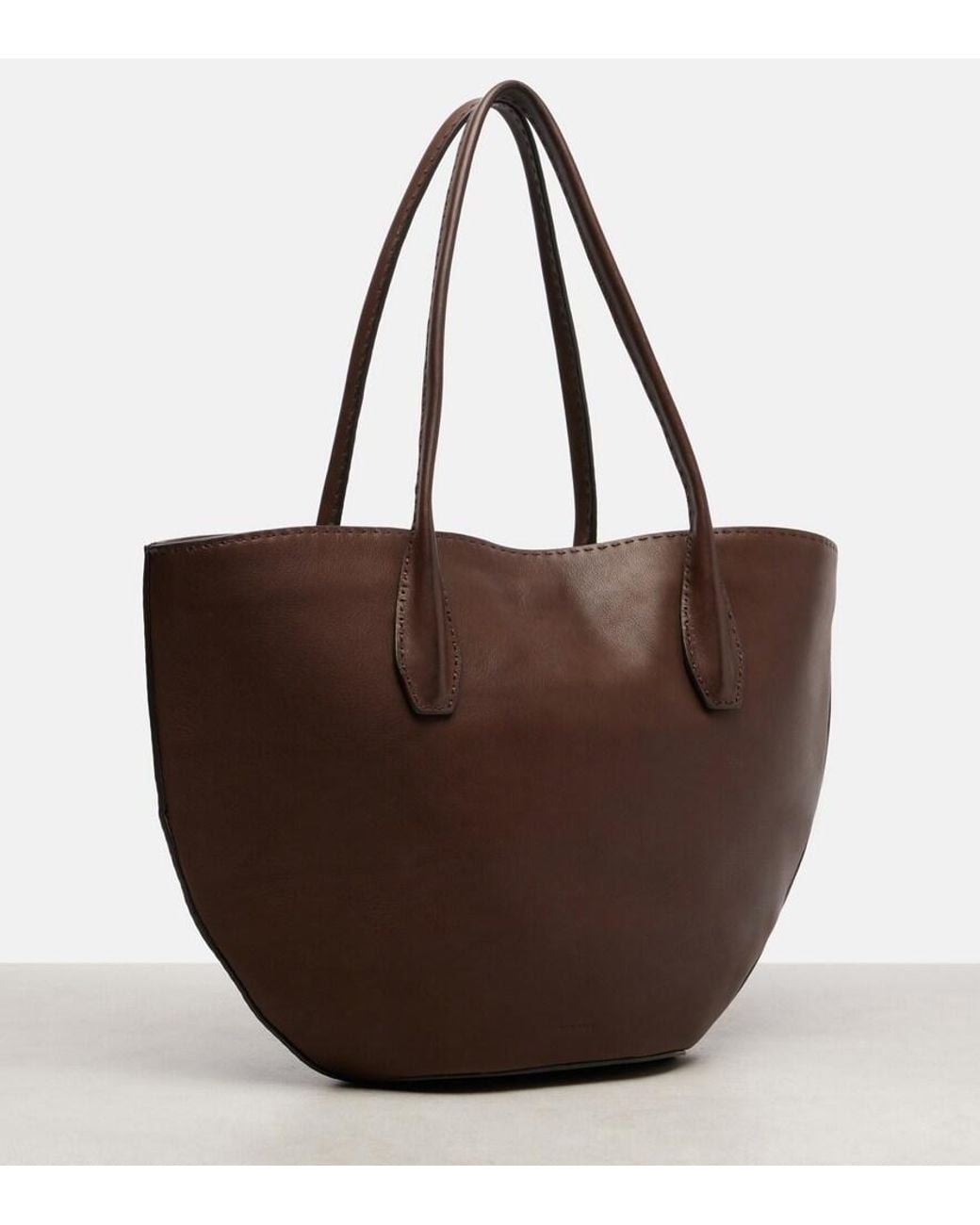 The Row Brown Alger Leather Tote Bag