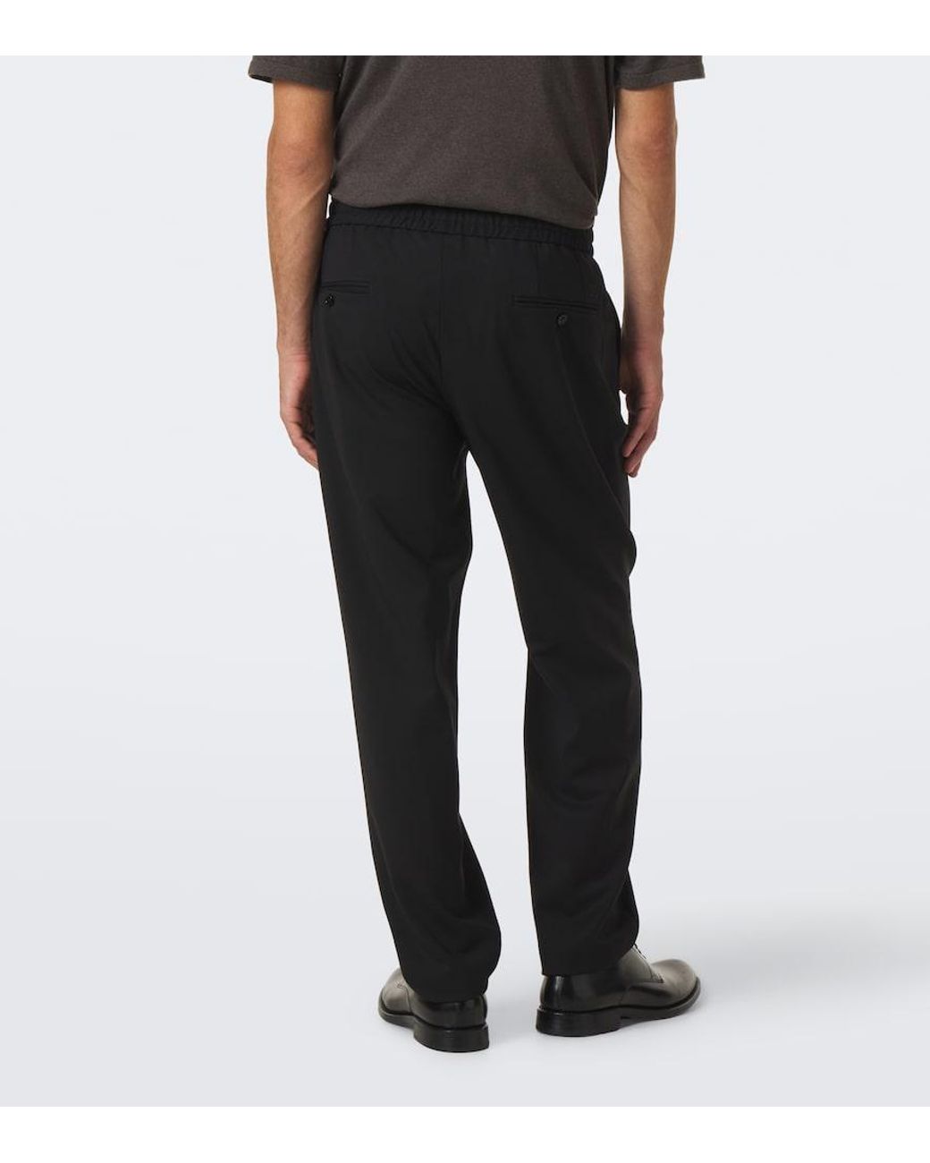 Dolce & Gabbana Black Wool-Blend Straight Pants for men