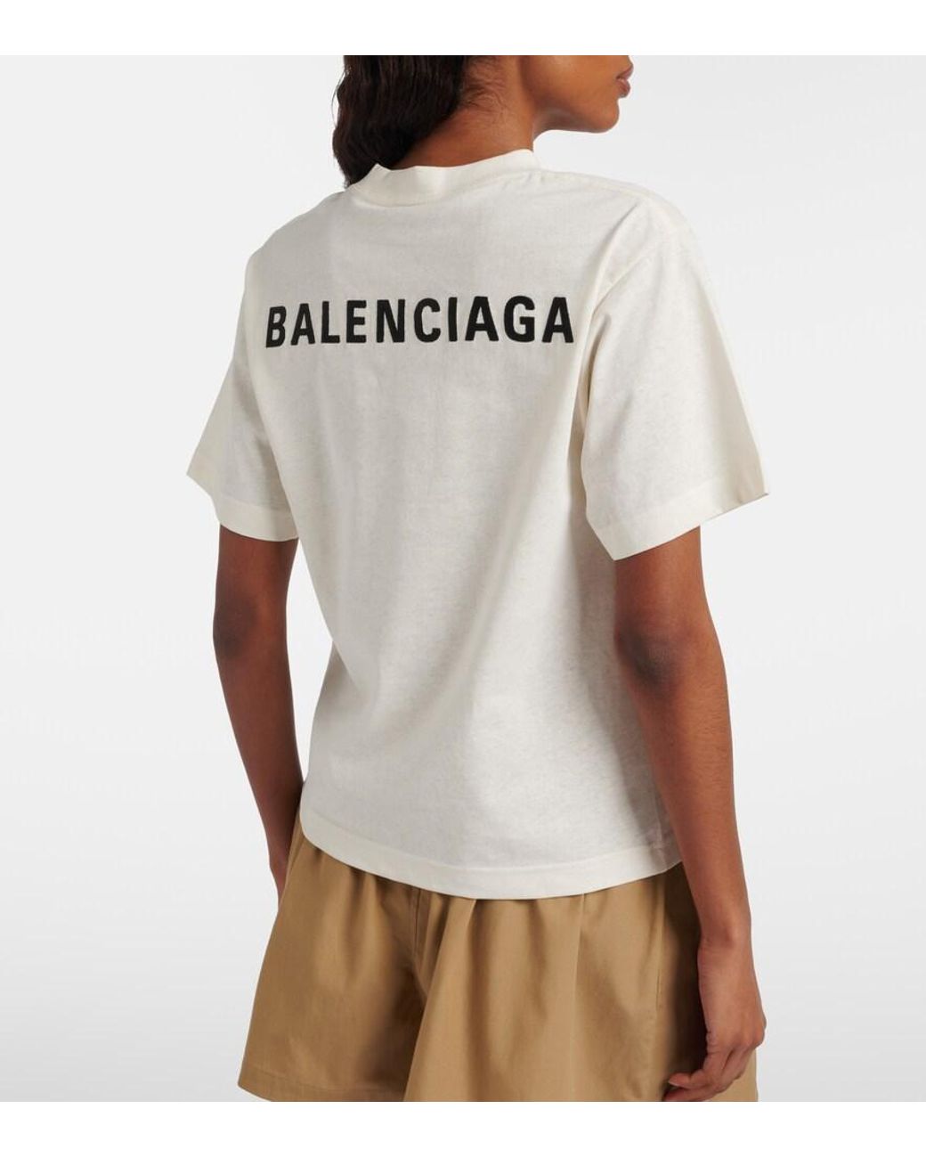Balenciaga White Besticktes T-Shirt Aus Baumwoll-Jersey