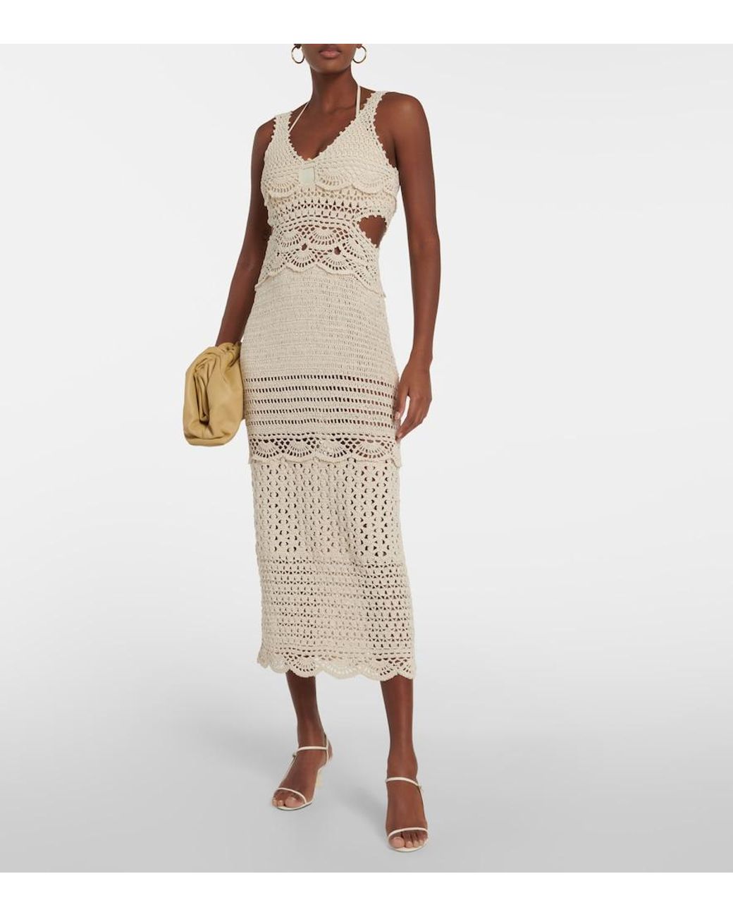 Jonathan Simkhai Natural Cory Crocheted Cotton-Blend Midi Dress