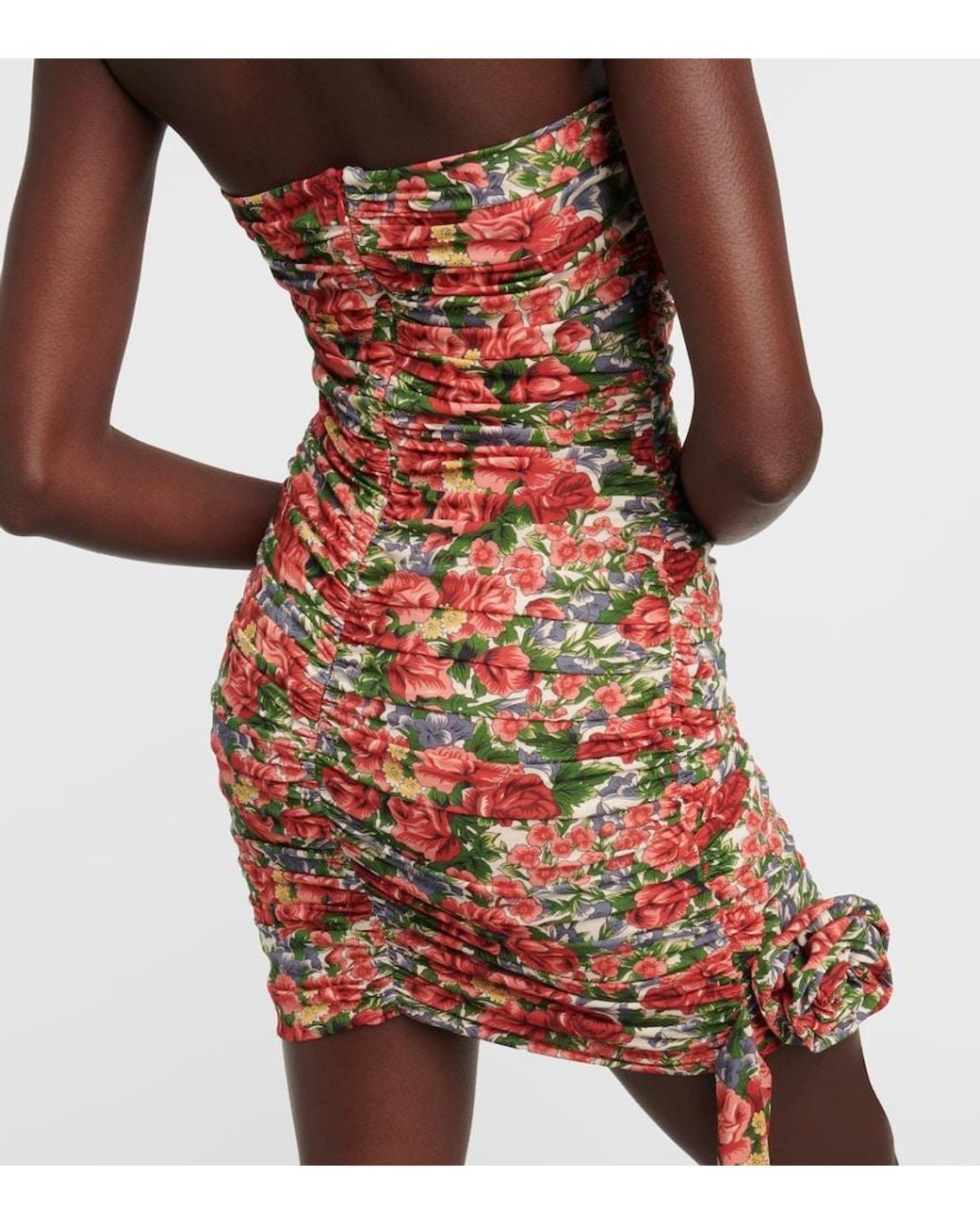 Magda Butrym Red Floral Ruched Minidress