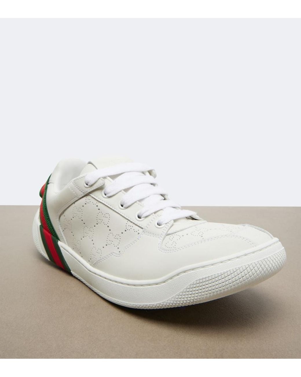 Gucci White Screener Gg Leather Sneakers