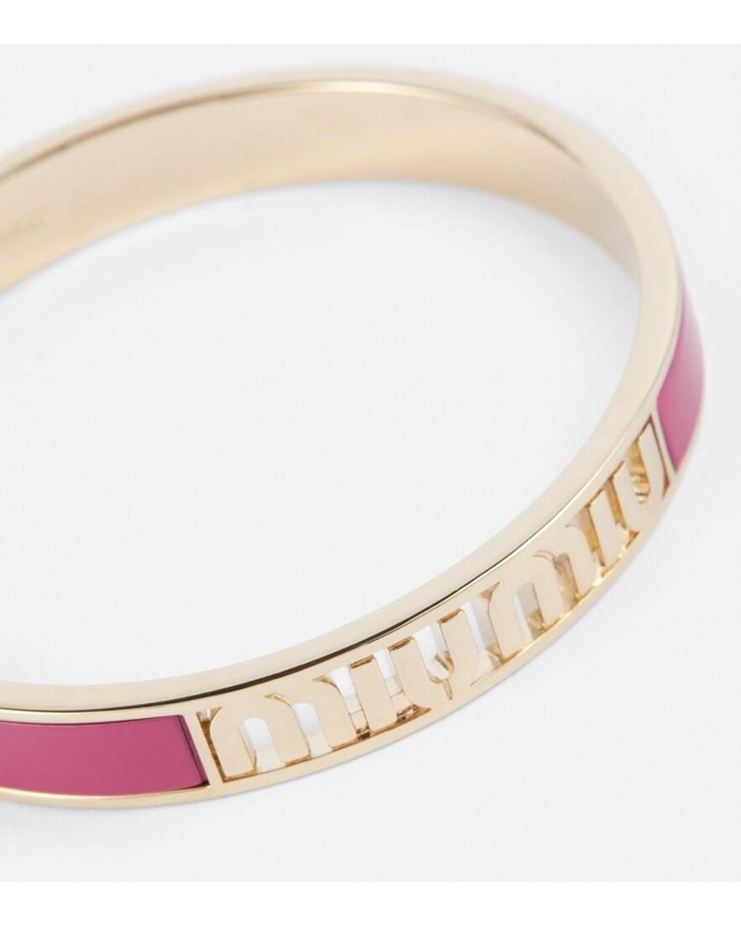 Bracciale Smaltato Con Logo di Miu Miu in Pink