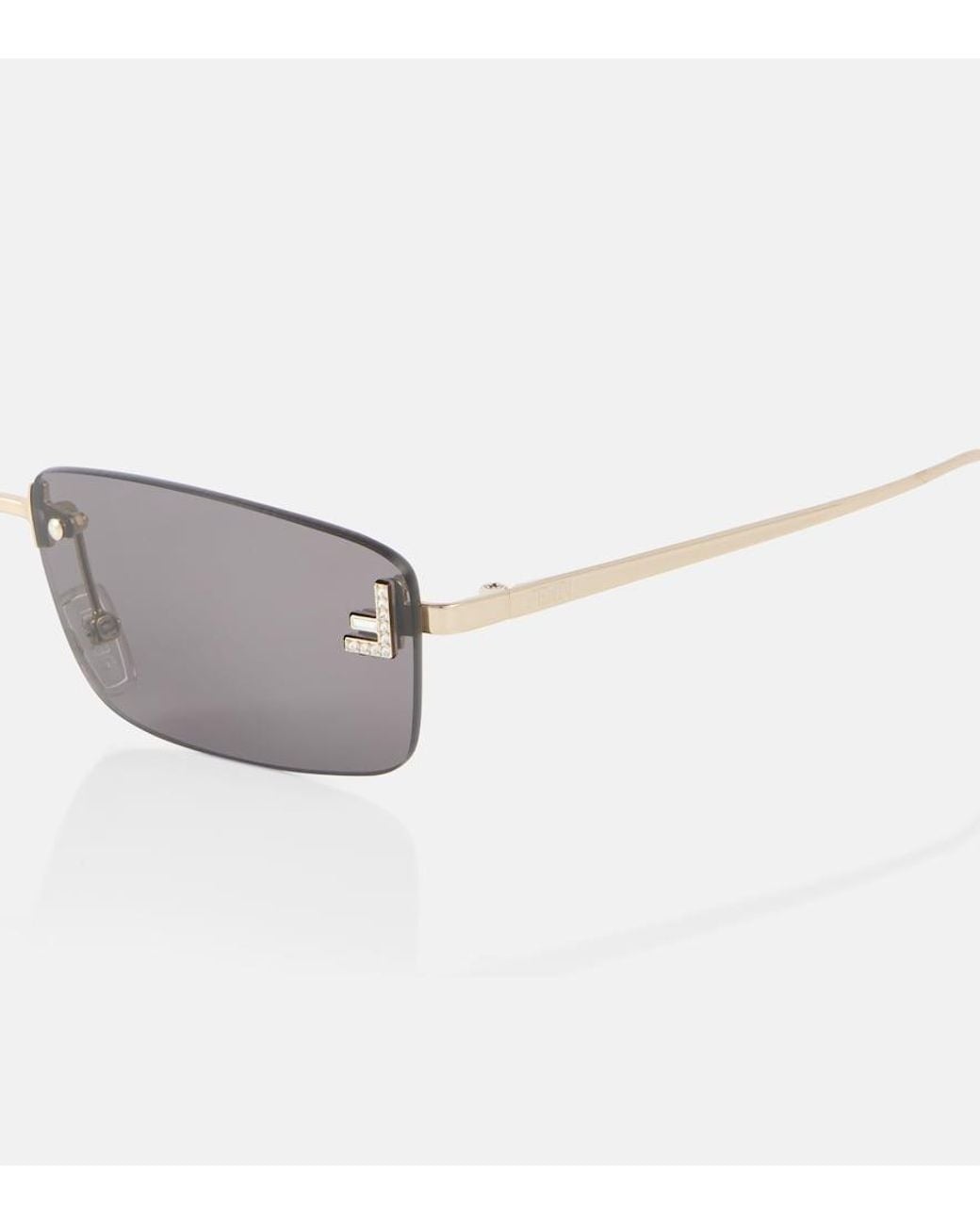 Fendi Gray Eckige Sonnenbrille First Crystal