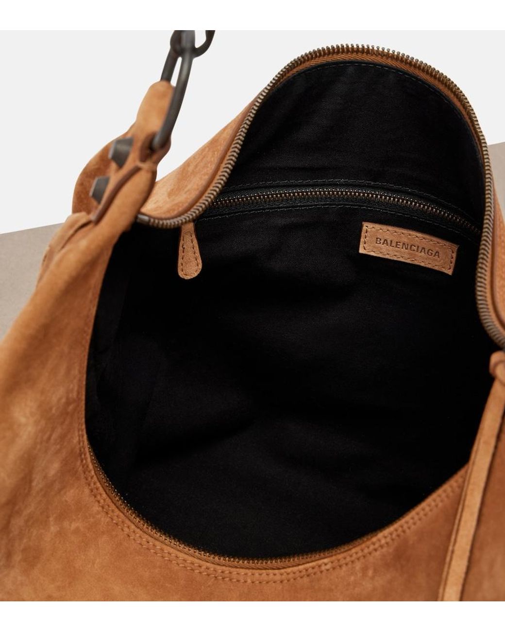 Balenciaga Brown Le City Medium Suede Shoulder Bag