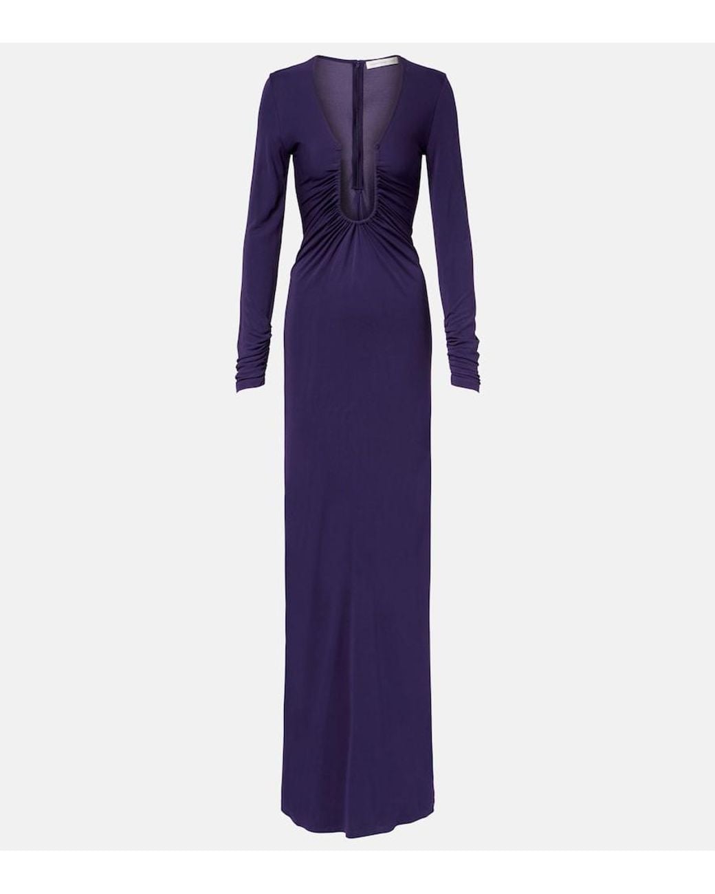 Christopher Esber Purple Arced Palm Cutout Gathered Gown