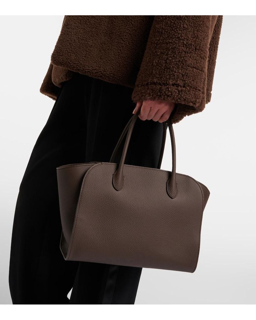 The Row Black Marlo 12 Leather Tote Bag