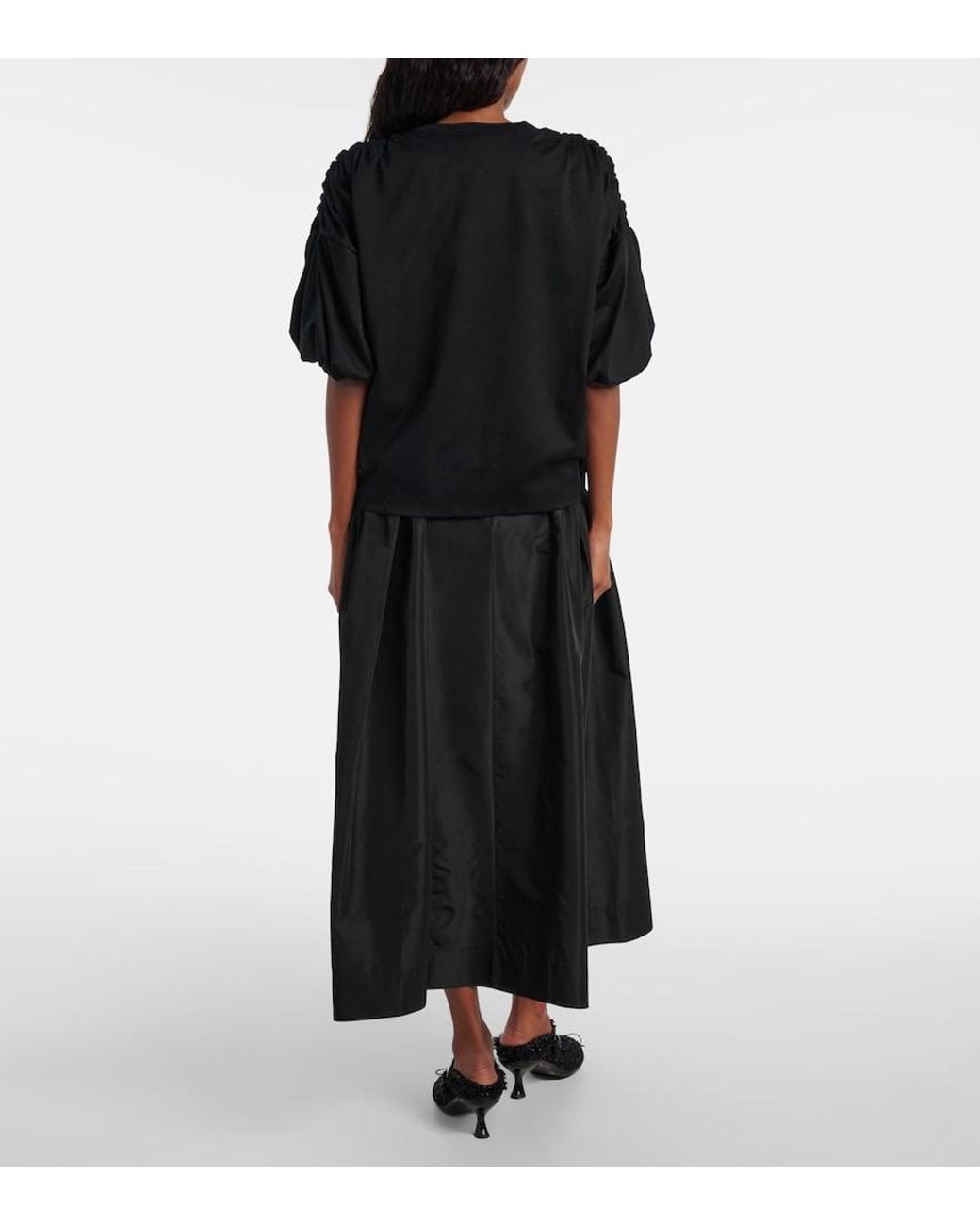 Noir Kei Ninomiya Black Gathered Cotton Jersey T-Shirt
