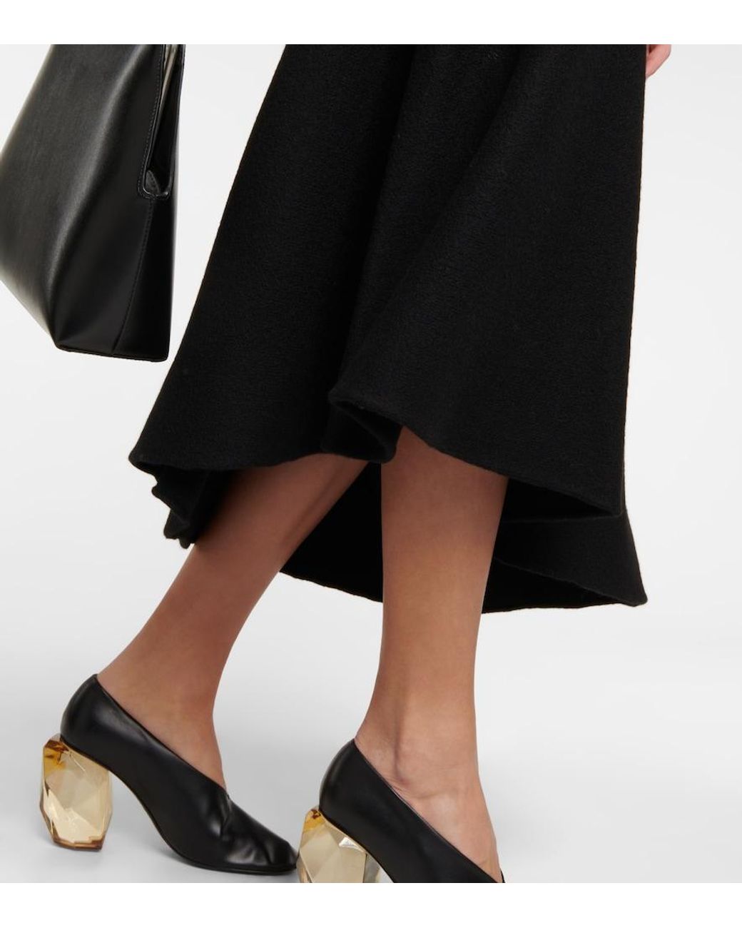 Jil Sander Black Virgin Wool Midi Skirt