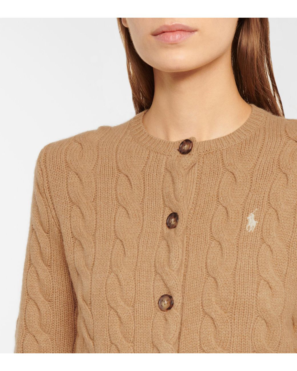 Polo Ralph Lauren Cable-knit Wool And Cashmere Cardigan in Natural | Lyst  Australia