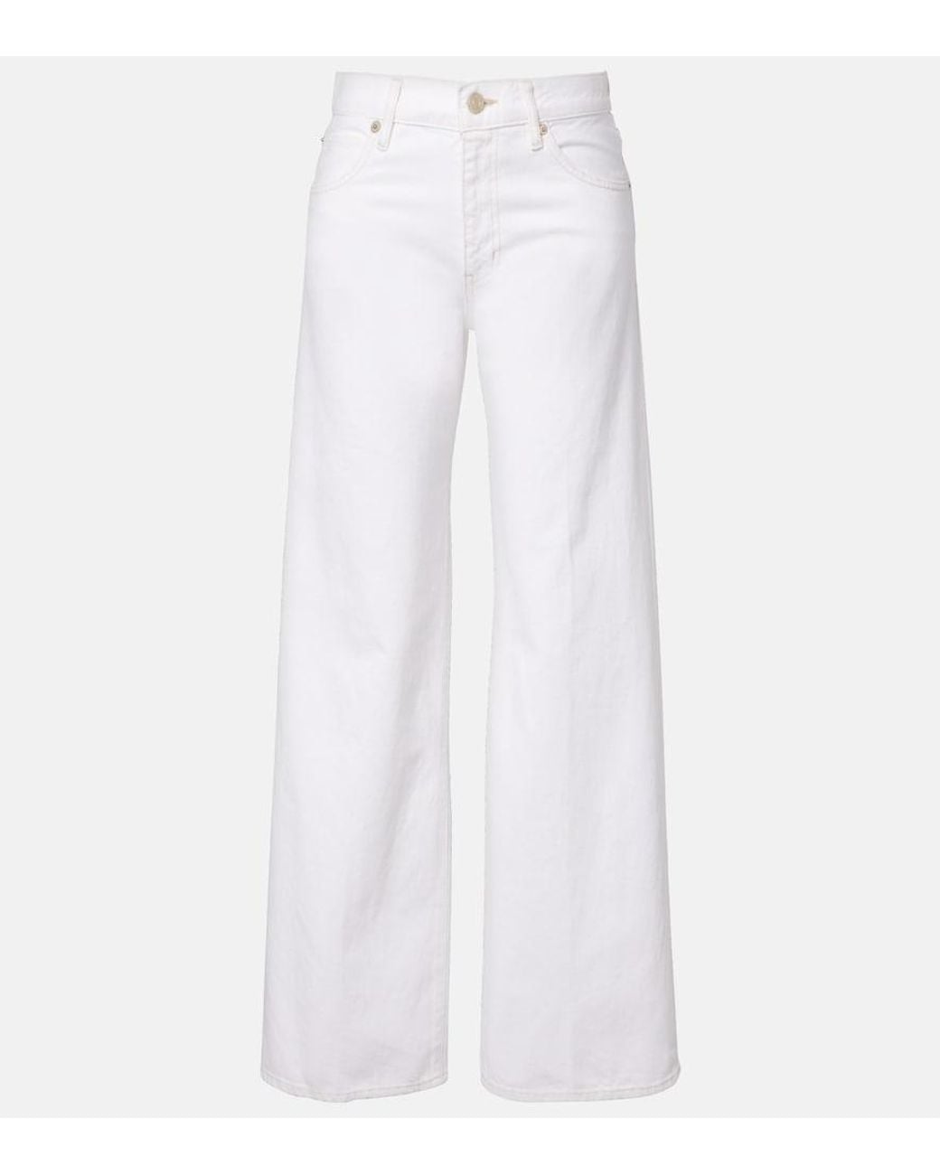 FRAME White Bubble Mid-Rise Wide-Leg Jeans