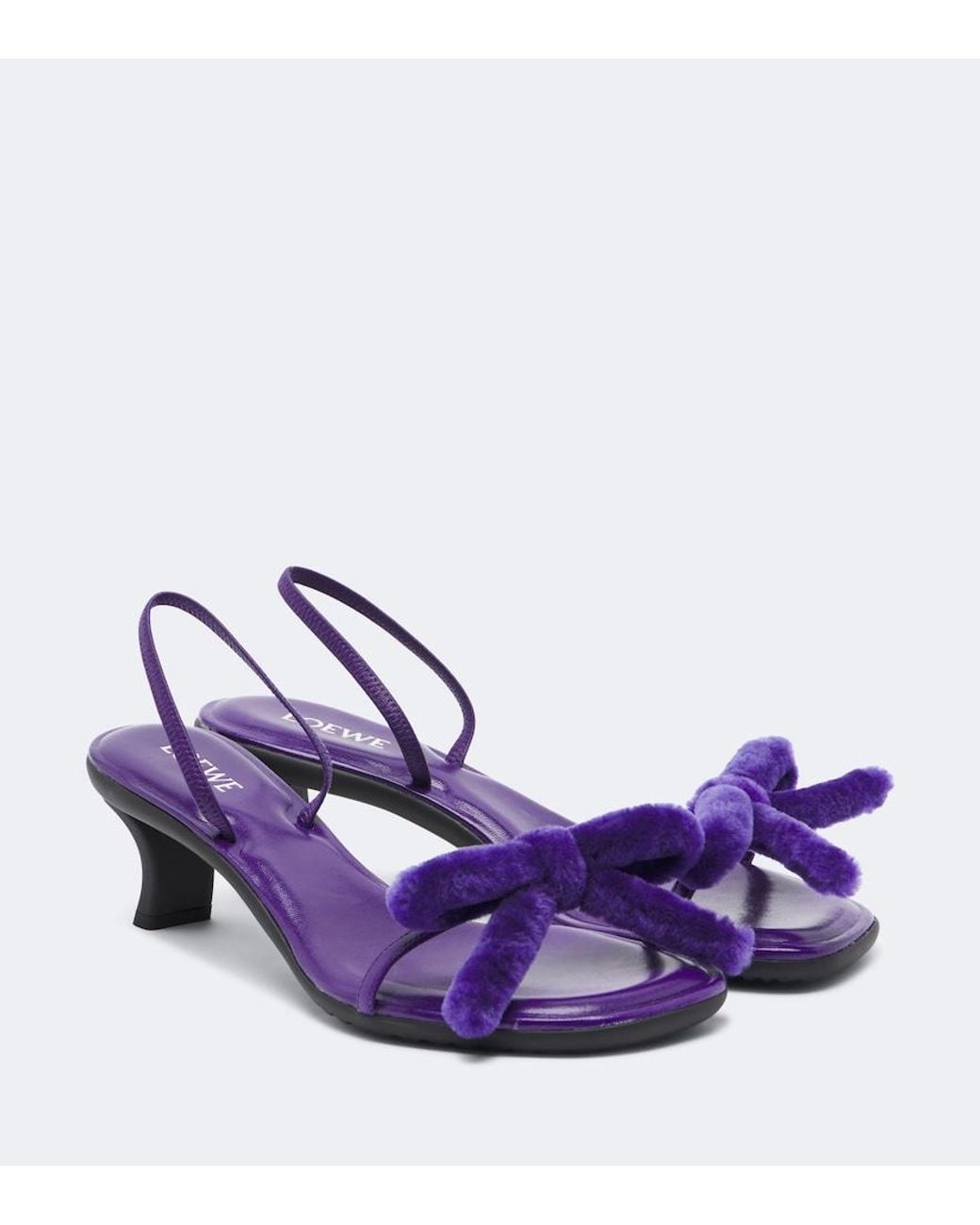 Loewe Purple Mimi Shearling And Leather Slingback Sandals