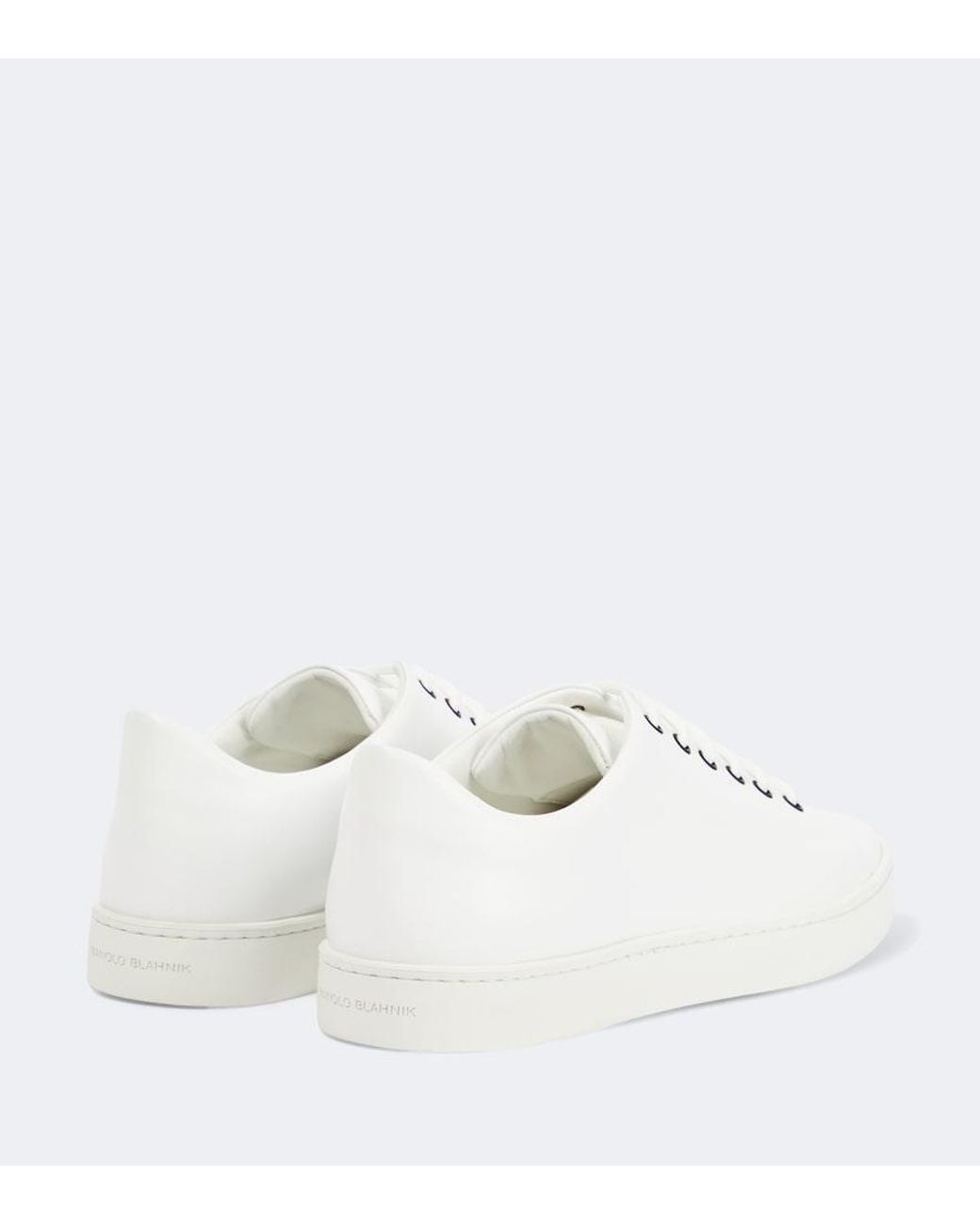 Manolo Blahnik White Semanado Leather Sneakers for men