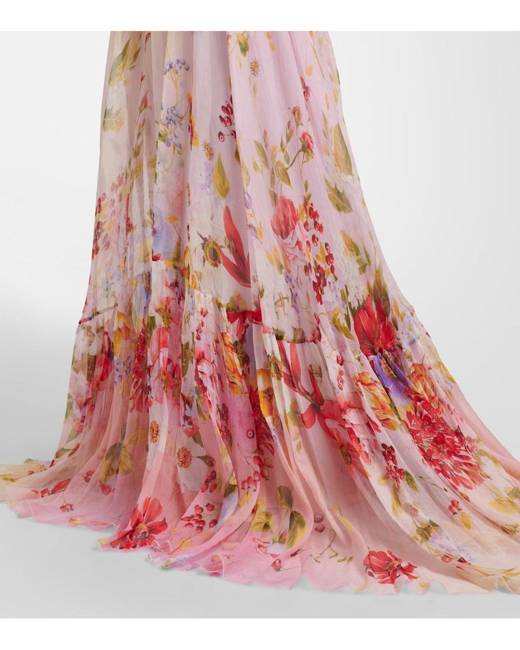 Roberto Cavalli Red Floral Silk Gown