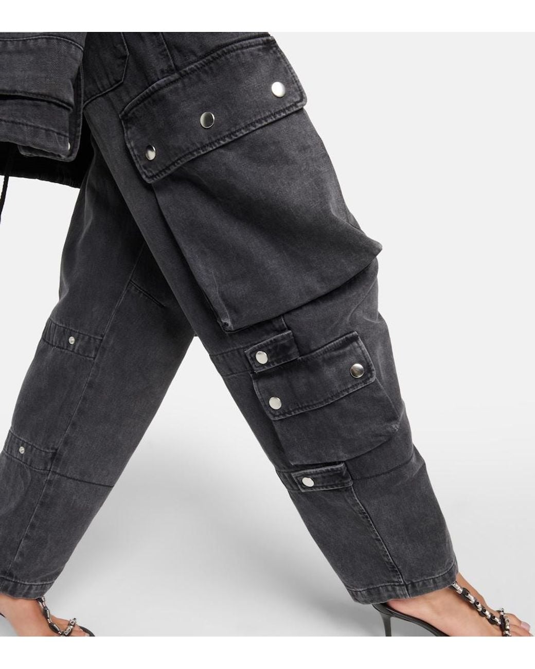 Isabel Marant Gray Elore Denim Cargo Pants