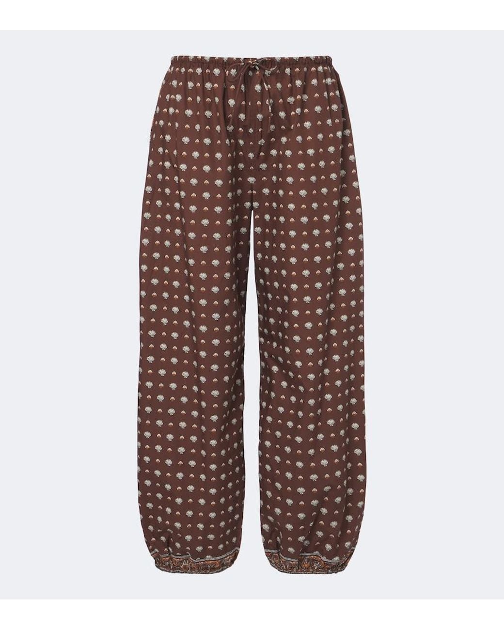Doen Brown Yarrow Printed Cotton Tapered Pants