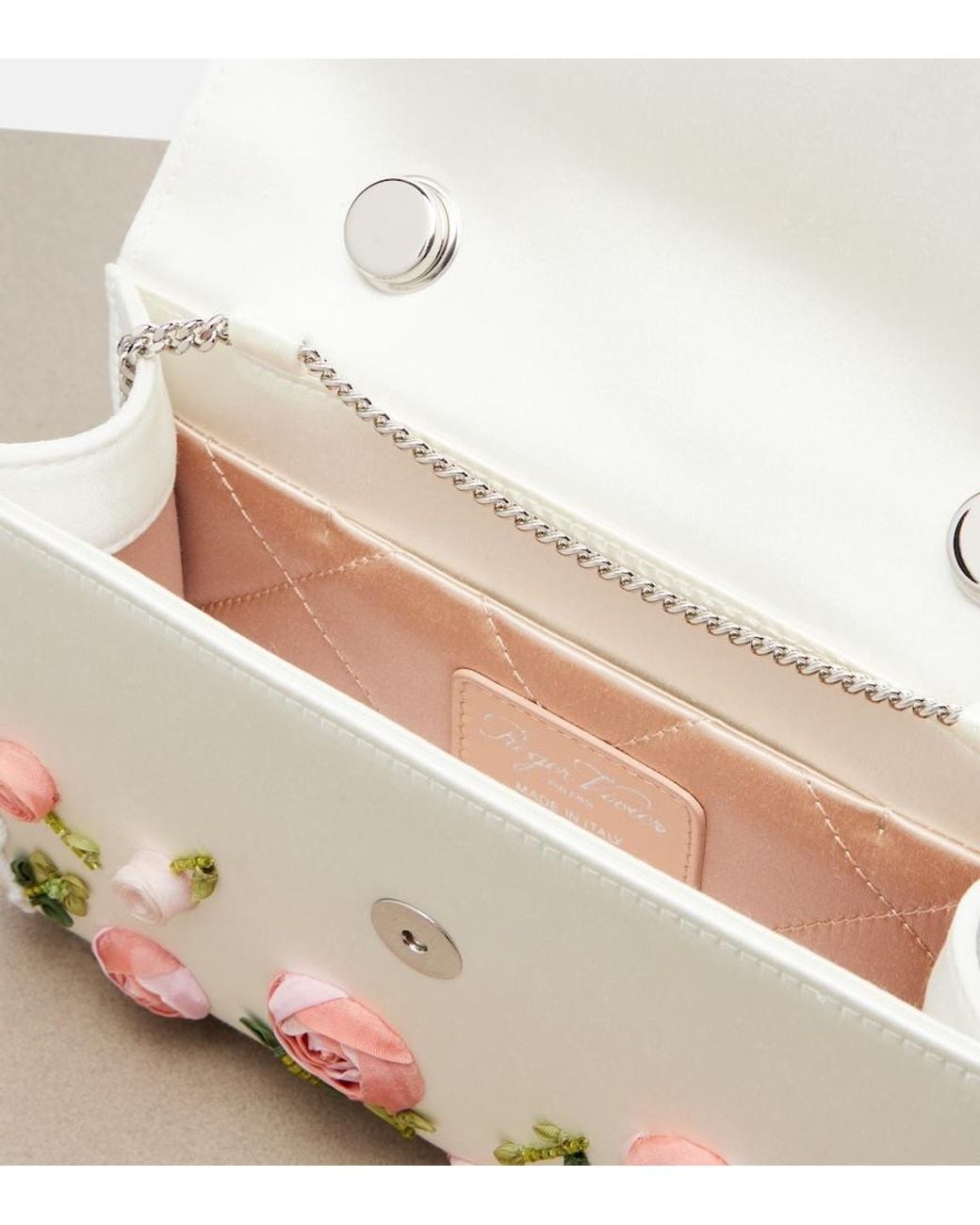 Roger Vivier Gray Jewel Efflorescence Mini Top-Handle Bag