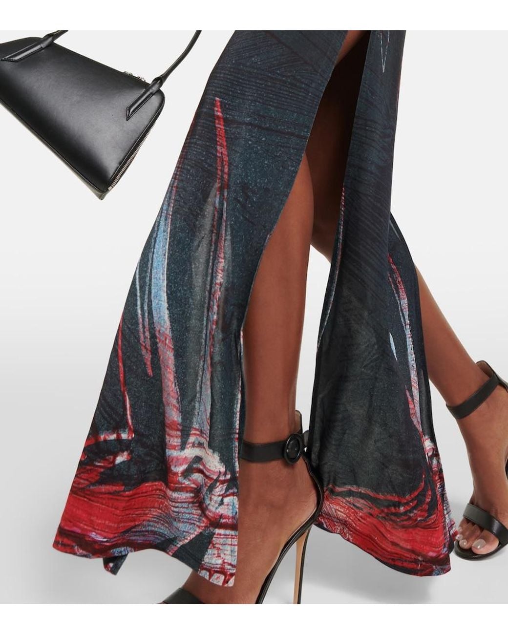 Louisa Ballou Blue Printed Jersey Maxi Dress