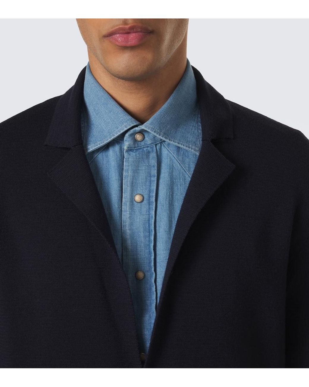 Slowear Blue Virgin Wool Cardigan for men
