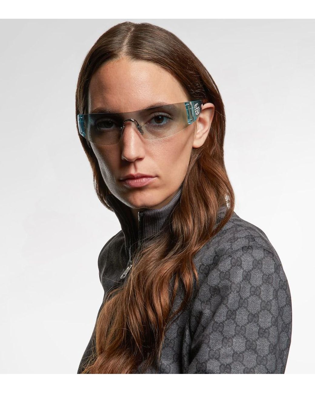 Gucci Blue Leonie Interlocking G Mask Sunglasses