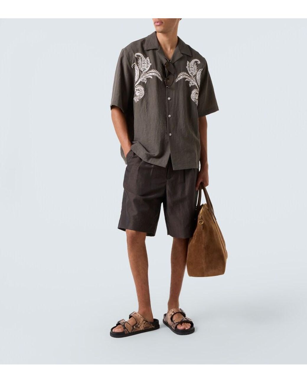 Camisa Bordada Commas de hombre de color Green