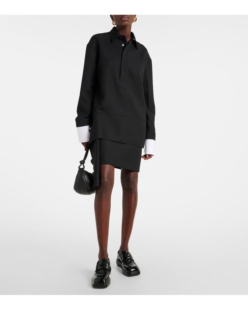 Plan C Black Wool-Blend Minidress
