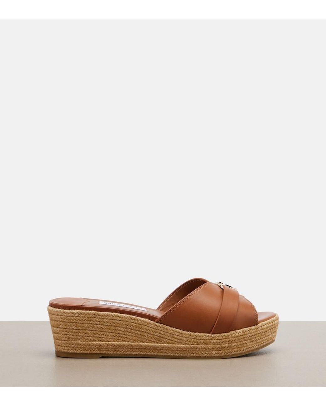 Jimmy Choo Brown Leda Leather Espadrille Wedges