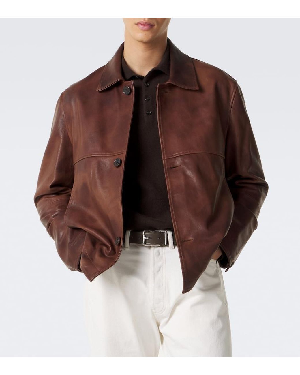 Arma Brown Steep Leather Jacket for men