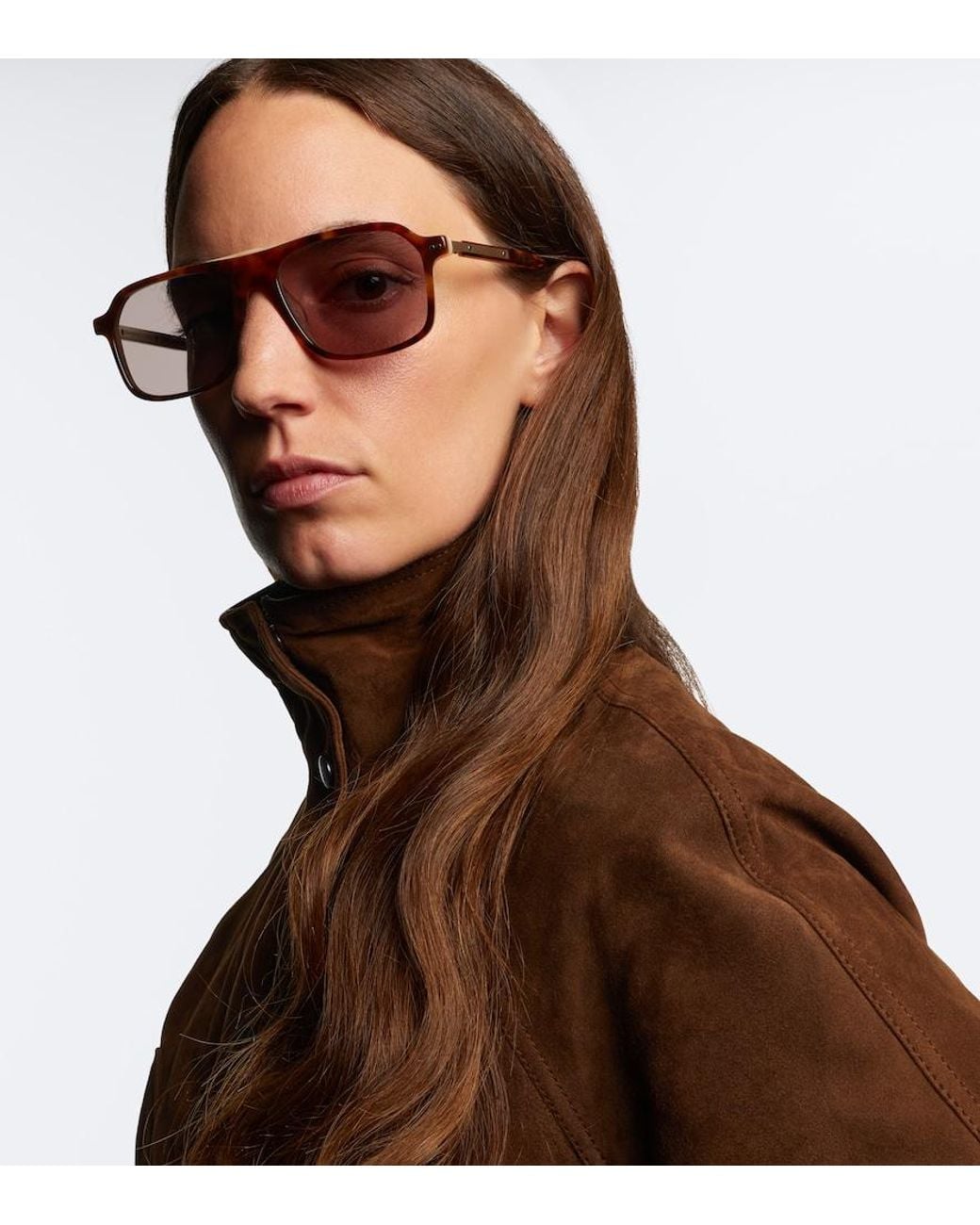 Brunello Cucinelli Brown Sartorial Sunset Rectangular Sunglasses