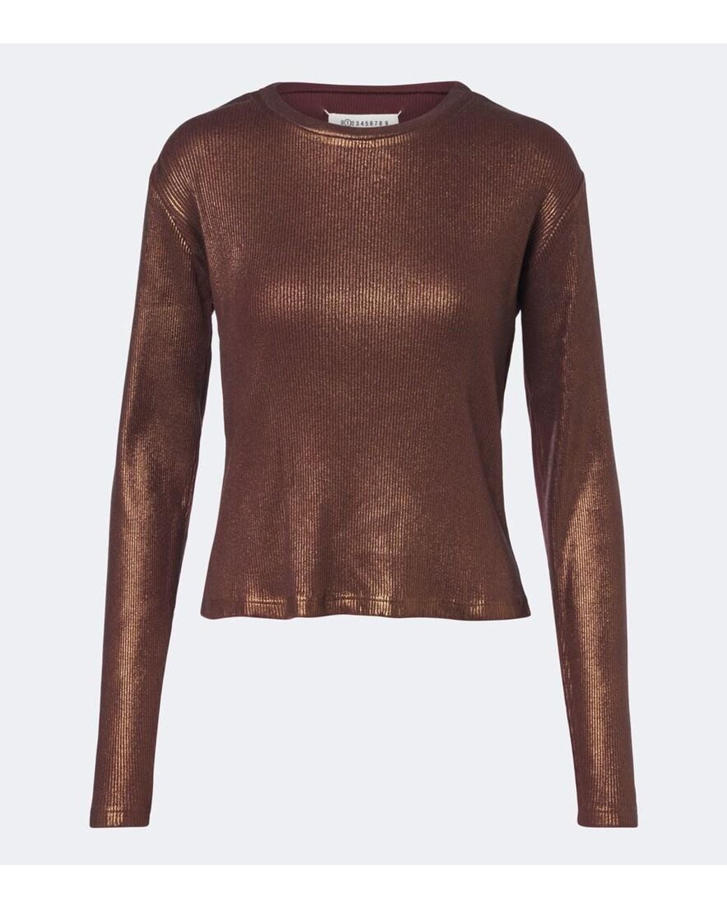 Maison Margiela Brown Printed Cotton Top