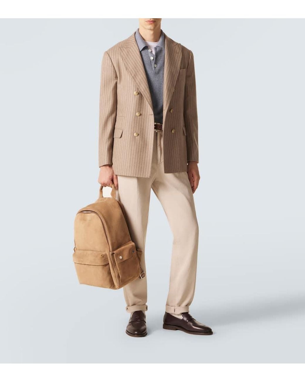 Brunello Cucinelli Rucksack Aus Veloursleder in Natural für Herren