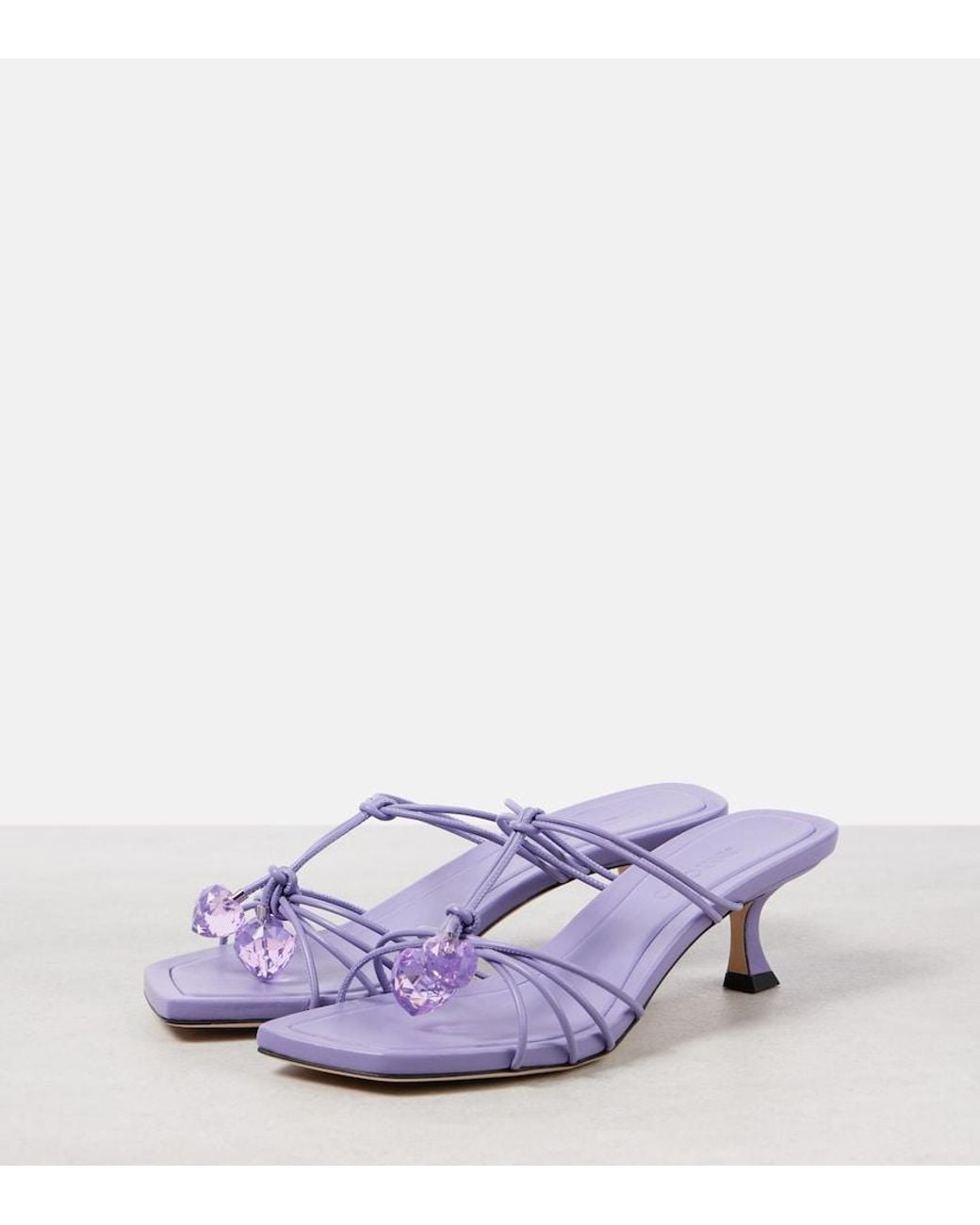 Jimmy Choo Purple Jemma 50 Embellished Leather Mules