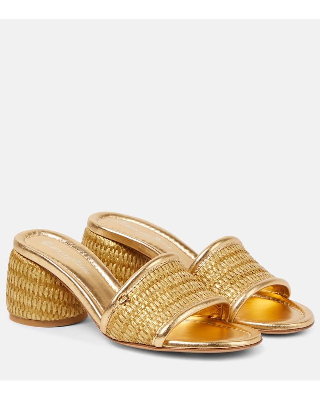 Gianvito Rossi Yellow Marbella Leather-Trimmed Sandals