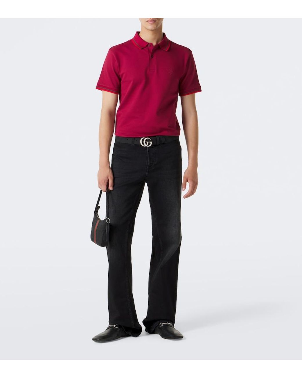 Gucci Red Cotton-Blend Pique Polo Shirt for men