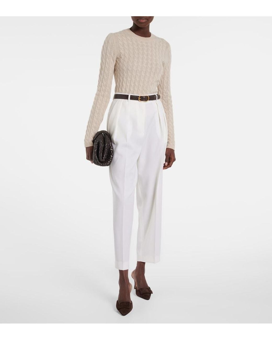 Altuzarra White Emmett High-Rise Wool Tapered Pants
