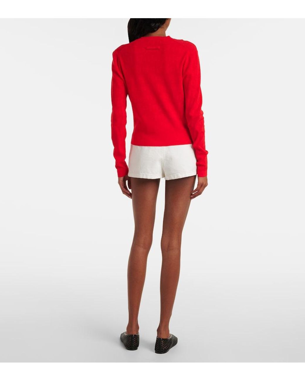 Tory Burch Red T Monogram Jacquard Cardigan