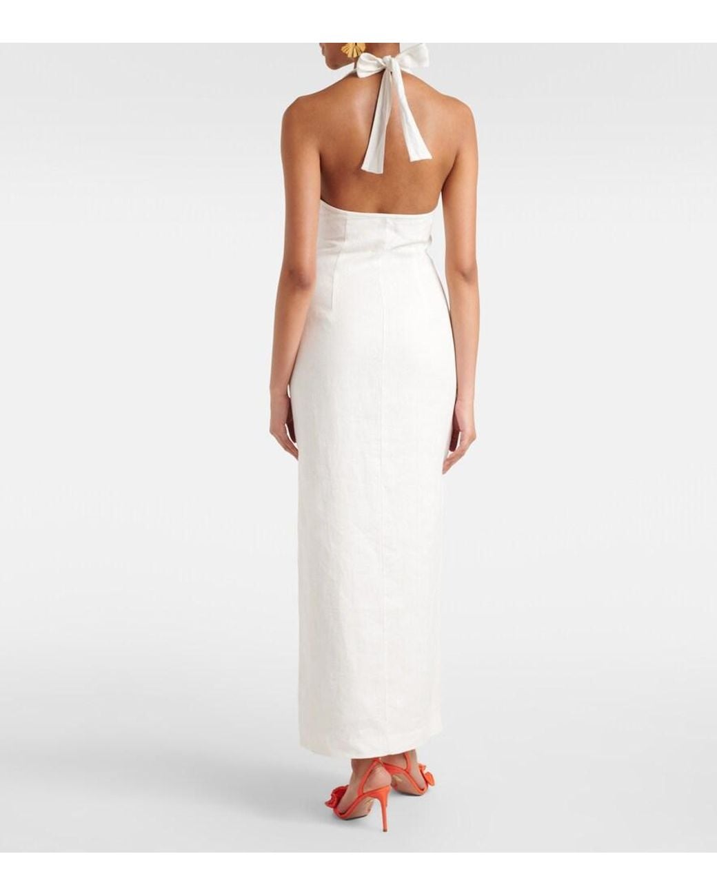 Sir White Halterneck Linen Maxi Dress