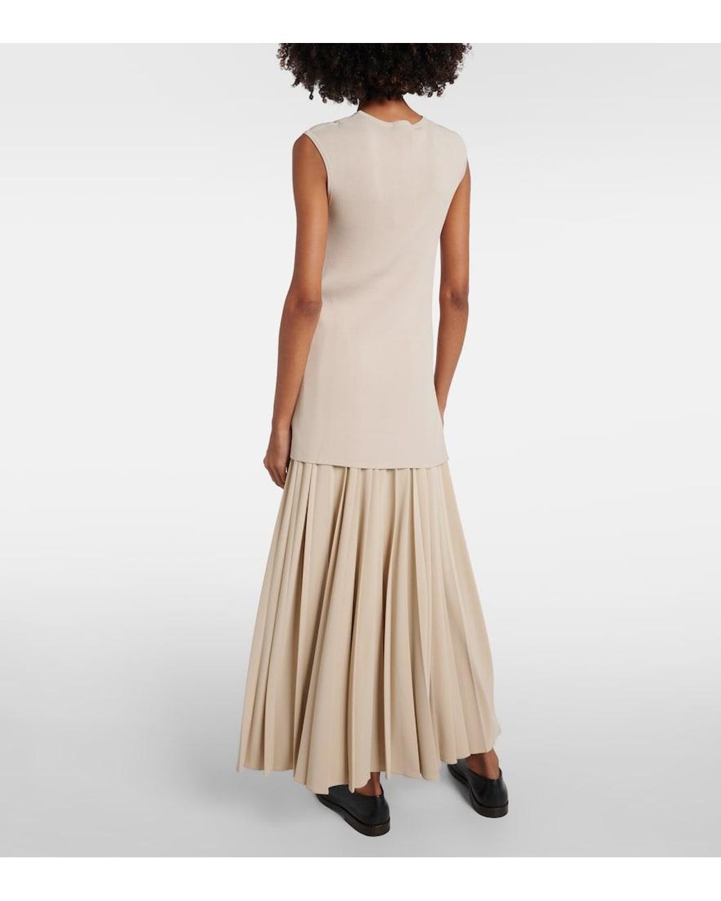 Max Mara Natural Soldino Ribbed-Knit Jersey Top