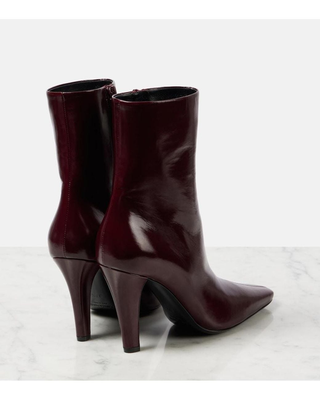 Saint Laurent Purple Jill 95 Leather Ankle Boots