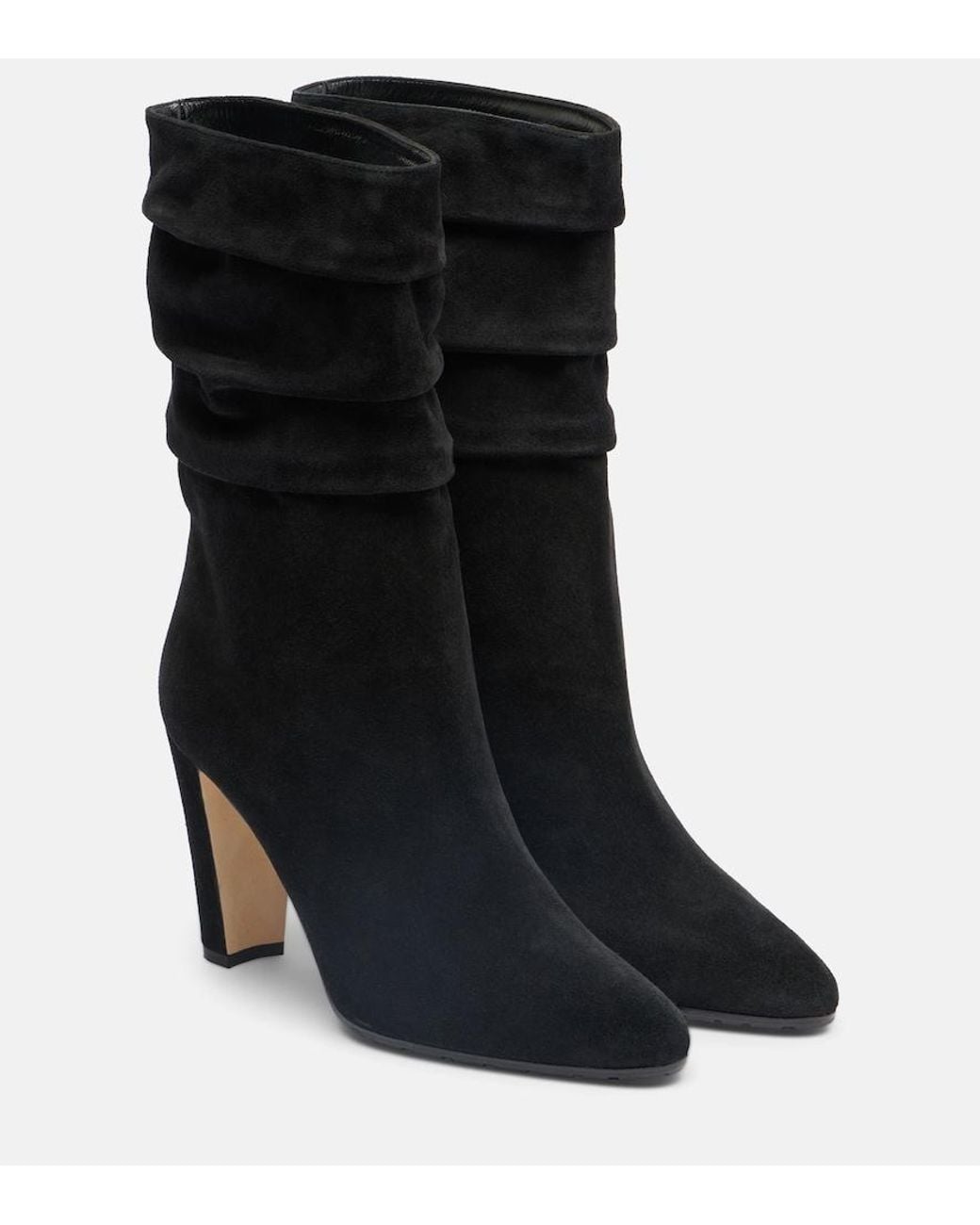 Manolo Blahnik Black Calasso Suede Mid-Calf Boots
